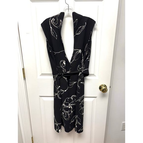 Jones New York Black and White Dress, Faux Wrap, Sleeveless,  Women's Size 10 - Picture 4 of 5